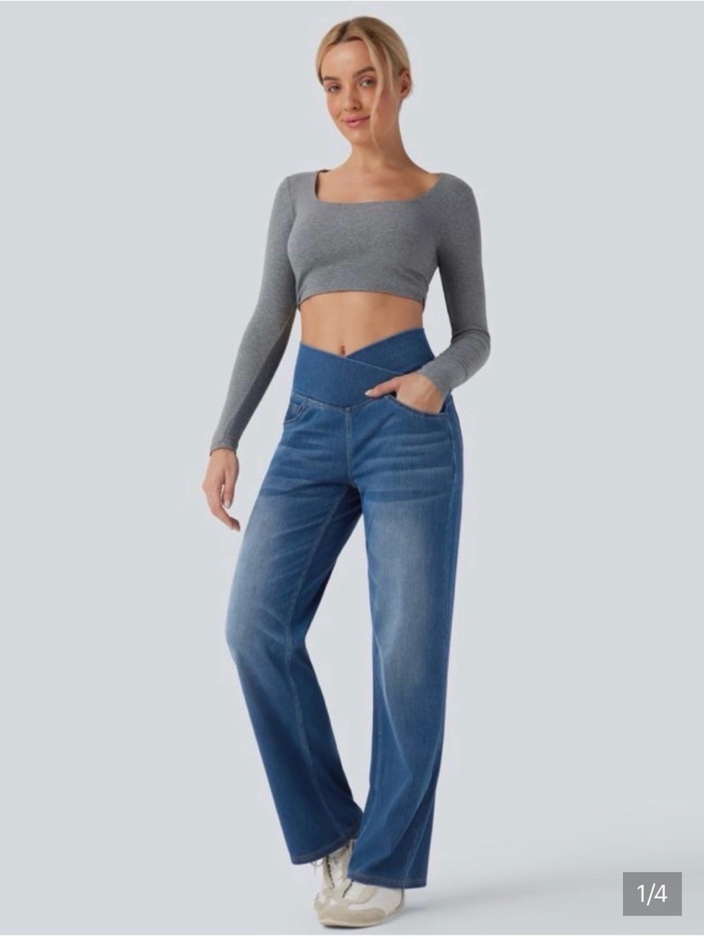 Halara Flex™ Crossover High Waisted Tummy Control Casual Straight Leg Small P